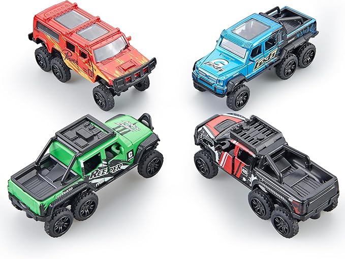 KIDAMI Diecast Toy Trucks 4 Pack Die Cast Metal Toy Cars Pull Back Cars - Image 9