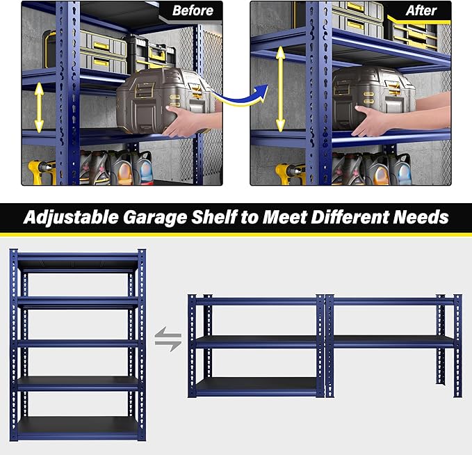 REIBII Garage Shelving 72" H Storage Shelves Sturdy Metal Shelves Heavy Duty 5 - Image 7