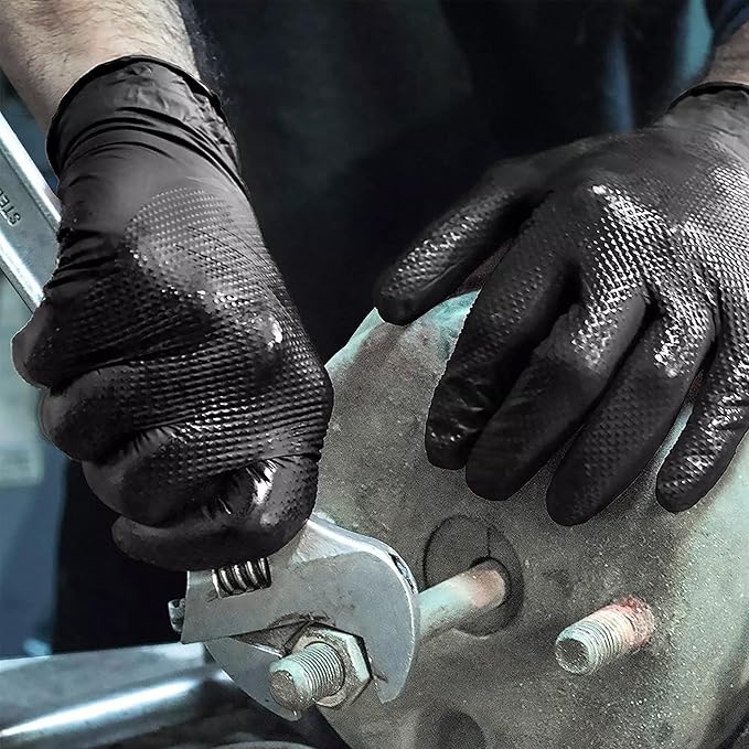 TitanFlex Thor Grip Heavy Duty Black Industrial Nitrile Gloves - Image 8