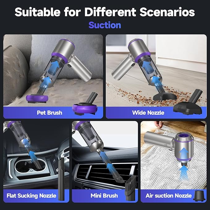 Car Vacuum Portable Cordless, 22000PA High Power handheld Vacuum Cleaner - Image 2
