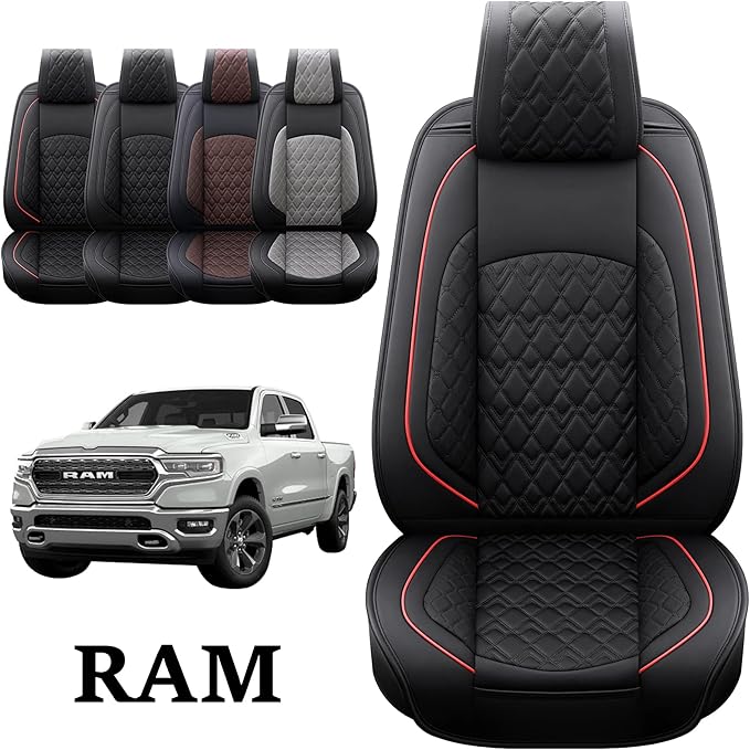 JOJOBAY Car Seat Covers for Dodge Ram 2 Pcs Front, Fit Ram 2009-2025 - Image 3