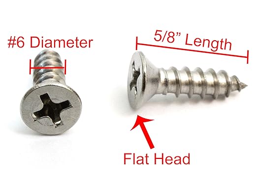 Bolt Dropper No. 6 x 5/8" Stainless Steel Flat Head Phillips Wood Screw - Image 2