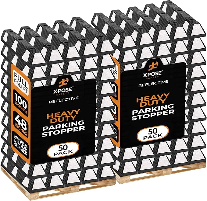Xpose Safety 72" Heavy Duty Rubber Parking Stopper – Bulk 2 Full Pallets 100 by XposeSafety