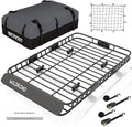 WILDROAD Car Roof Cargo Basket Combo of Upgraded 64"x 39"x 4" Roof Rack Cargo by WILDROAD