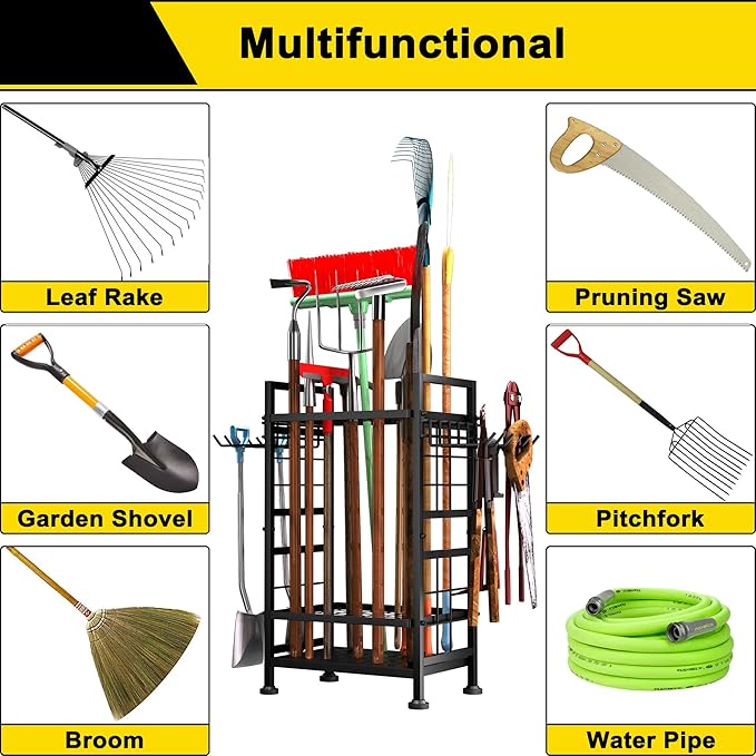 3 Tier Garden Tool Organizer, Garage Storage and Organization, Metal Yard Tools - Image 6