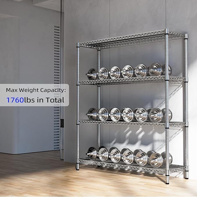1760 LBs 4 Tier Storage Rack Metal Wire Shelving Unit, Storage Standing Shelf - Image 6