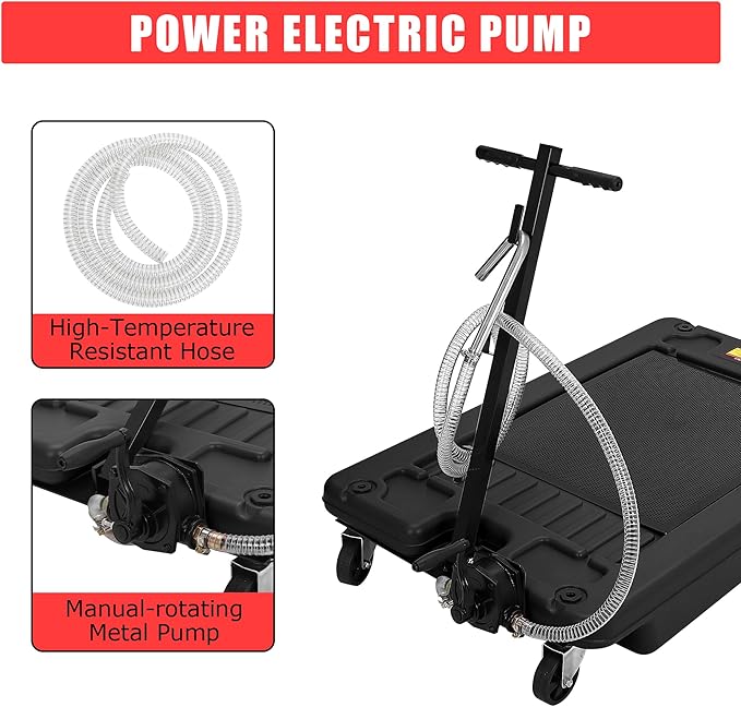 ‌17 Gal Low Profile Oil Drain Pan, Heavy Duty Mobile Oil Changing Pan - Image 2