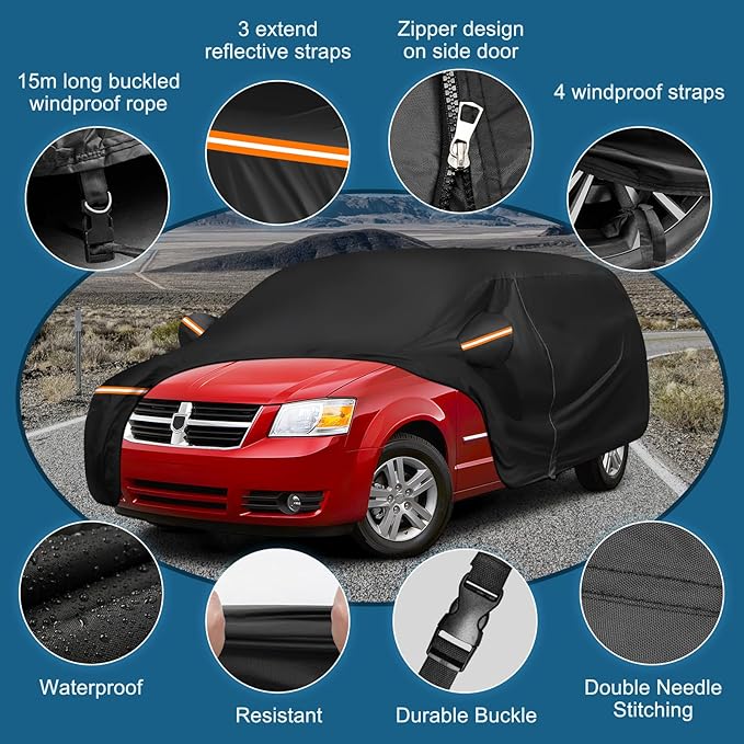 Car Cover for 1984-2020 Dodge Grand Caravan, Chrysler Grand Voyager, - Image 3