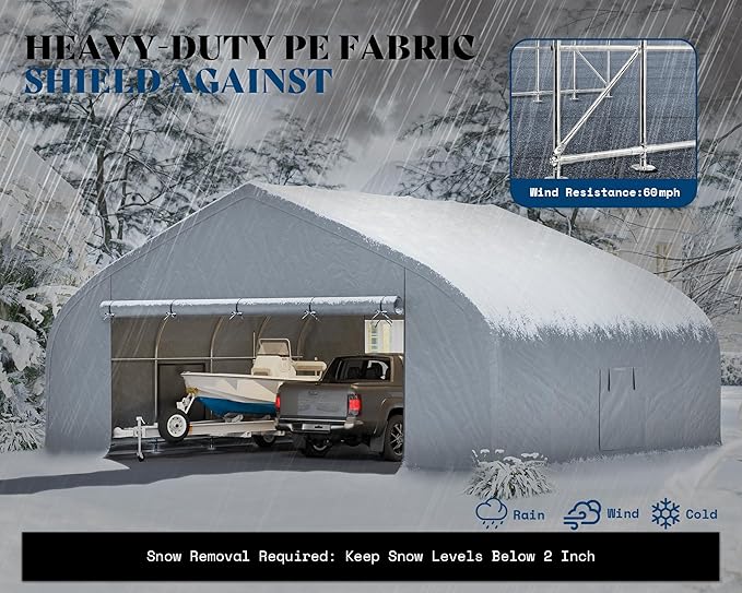 AMERLIFE 22.5 x 20FT Heavy Duty Double Carport, Galvanized Steel Frame Garage - Image 4