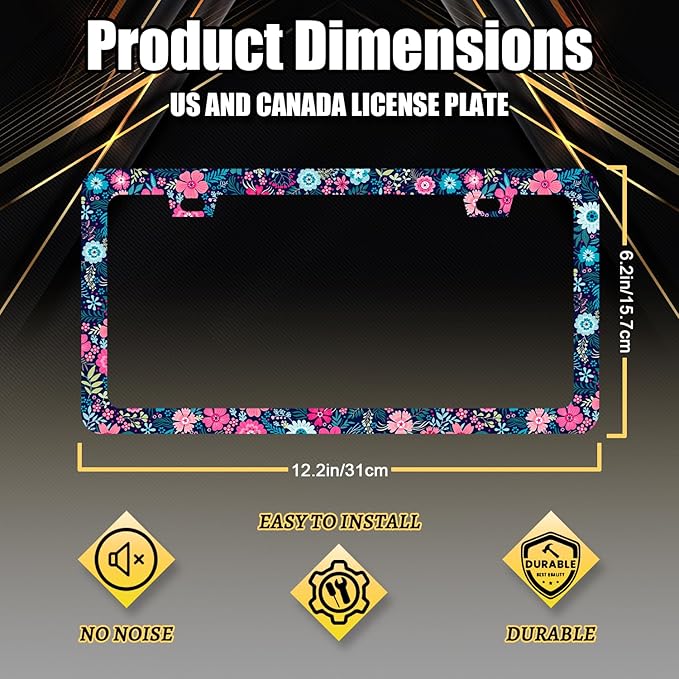 Colorful Flowers License Plate Frame Beautiful Floral Flower License Plate - Image 2