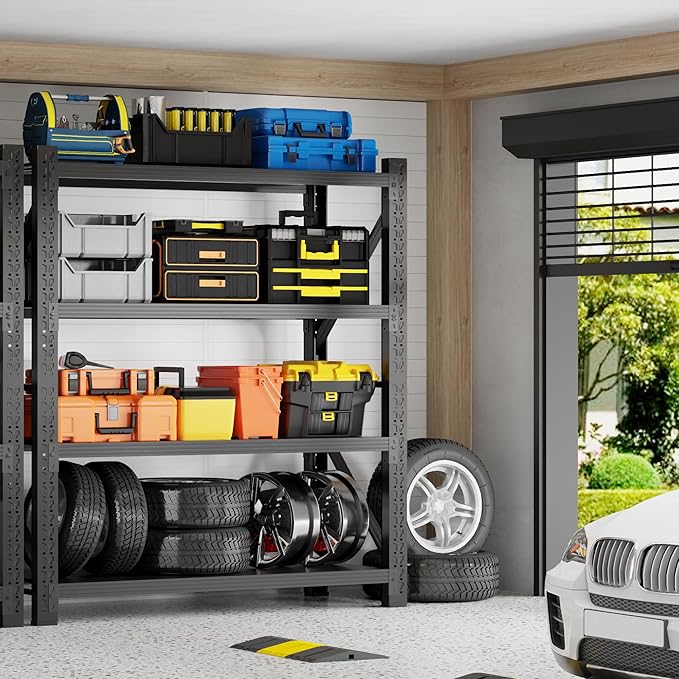 5000LBS Heavy Duty Garage Shelving 59" W Garage Storage Shelves 4-Tier Metal - Image 2