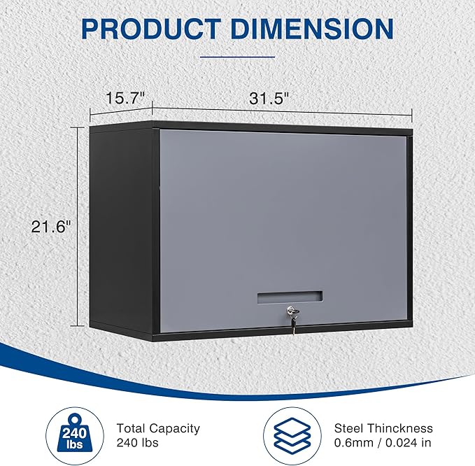 Metal Storage Cabinet Black&Gray Wall Cabinets - Image 3
