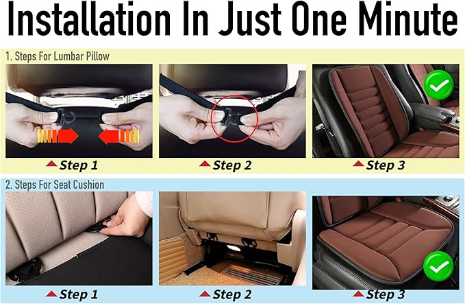 Car Seat Cushion with Back Support Pillow, Comfy Lumbar Support & Seat Cushion - Image 7