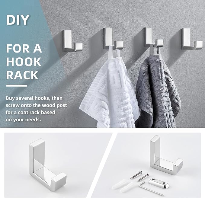 Angle Simple Towel Robe Hook Polished Chrome, 304 Stainless Steel Bathroom Hook - Image 6