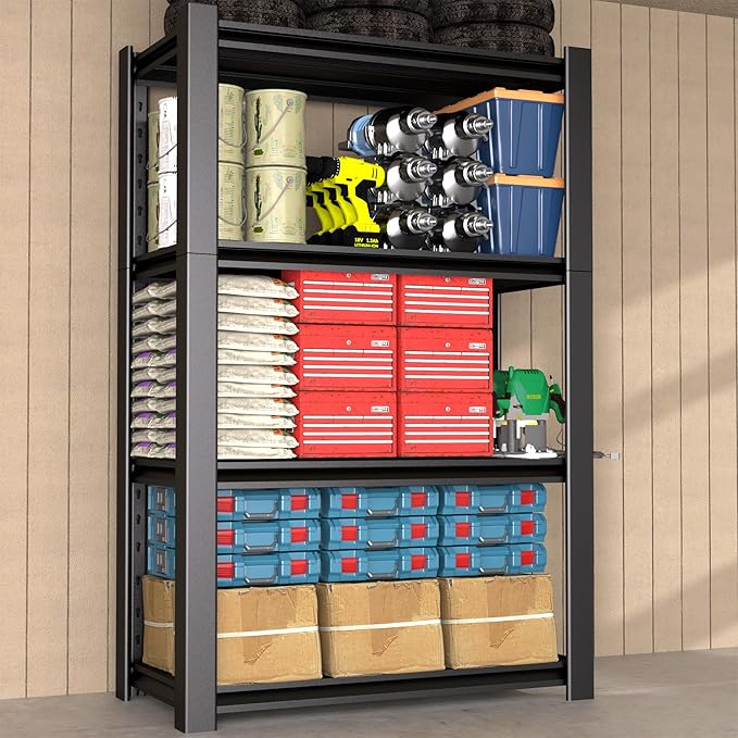 60" H x 40" W x 20" D 4-Tier Heavy Duty Garage Shelving Unit, 2000 LBS Capacity by Nexvrtau