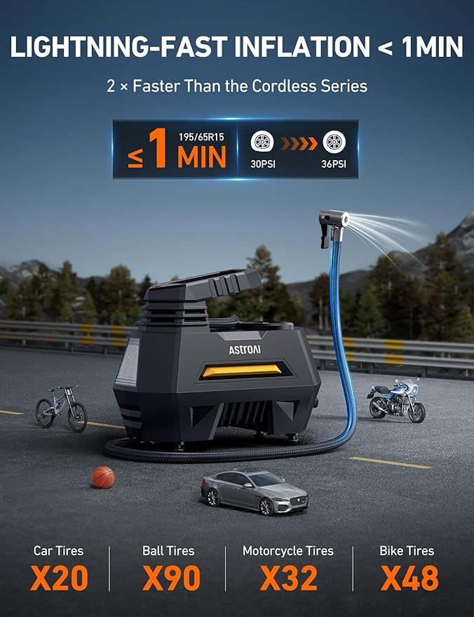 AstroAI Tire Inflator Portable Air Compressor Tire Air Pump - Image 2