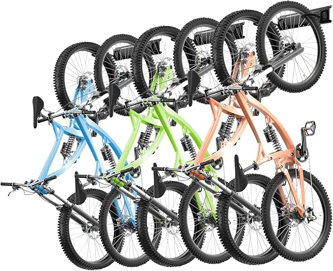 VEVOR Bike Storage Rack, 6 Bike Racks and 3 Helmets Hooks, Wall Mount Bike by VEVOR