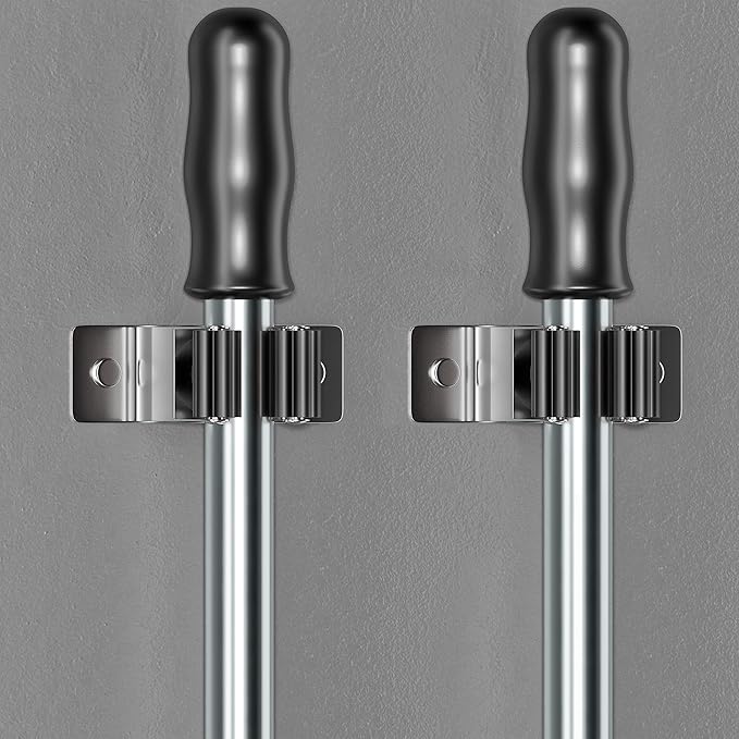 Self Adhesive Broom and Mop Holder Wall Mounted – SUS304 Stainless Steel 2-Slot - Image 7