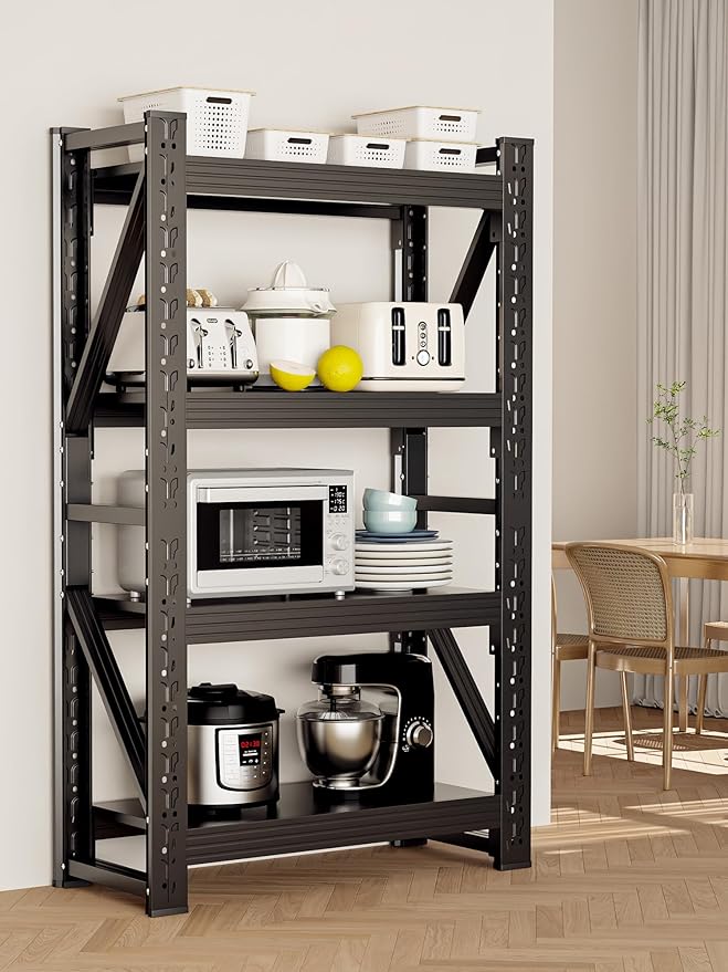 4-Tier Storage Shelves, Adjustable Industrial Metal Shelf System, 000lbs - Image 9