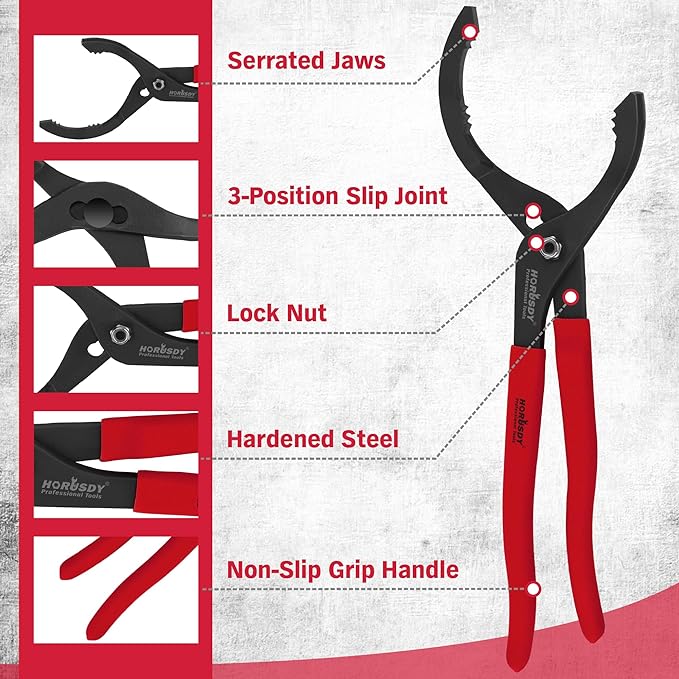 HORUSDY 12" Adjustable Oil Filter Pliers, Adjustable Oil Filter Wrench Removal - Image 7