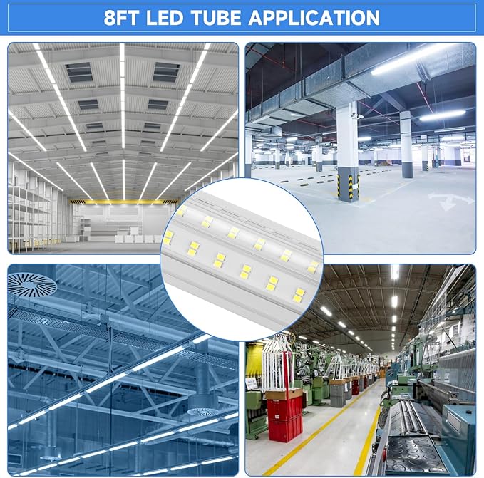 8FT U Shape 125W Integrated Tube Bright LED Light, 6500K Clear White, 20000LM - Image 8