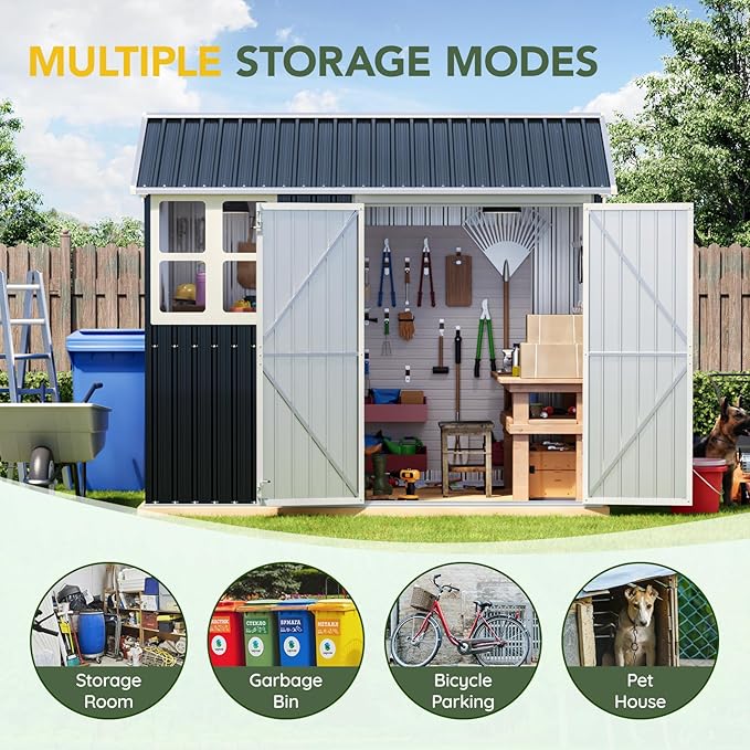 Breezz 6X8FT Outdoor Steel Storage Shed - Image 6