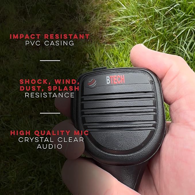 BTECH QHM22D Dual Push-to-Talk Speaker Mic, Platinum Series IP54 Rainproof - Image 4