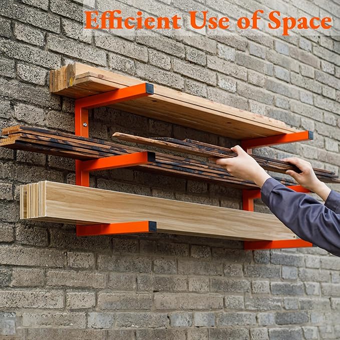 Lumber Storage Rack Wall Mount, Heavy Duty Metal Wood Organizer - Image 6