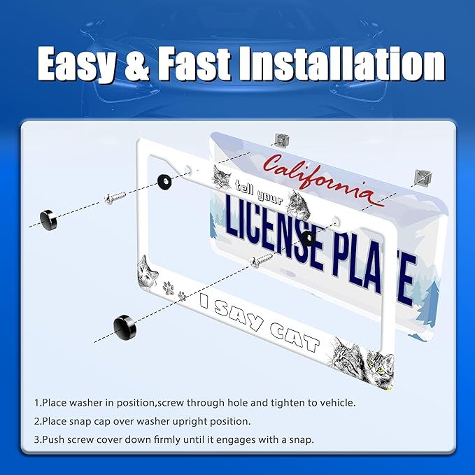Cute Cats License Plate Frame Tell Your I Say Cat License Plate Stainless Steel - Image 3