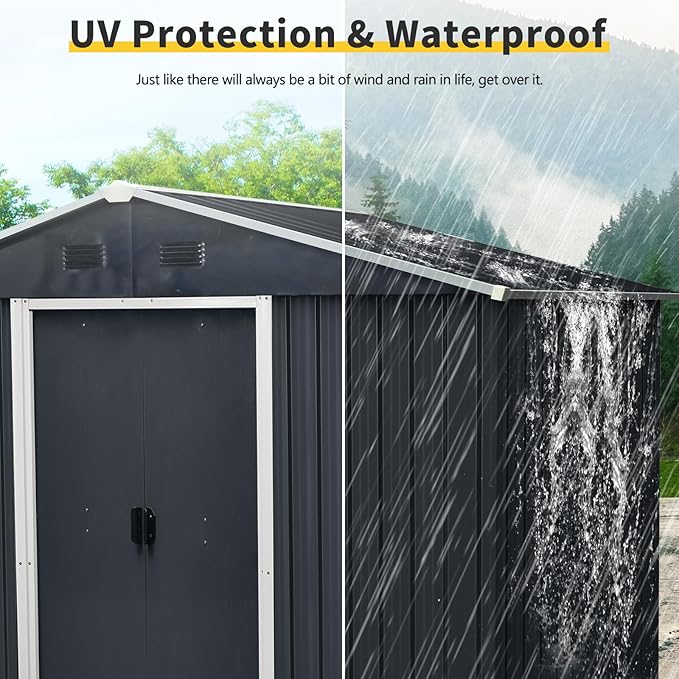 8x4 FT Outdoor Storage Shed, Metal Shed - Image 4