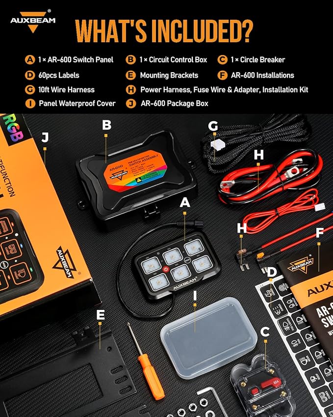 Auxbeam 6 Gang Switch Panel Bluetooth RGB AR-600 - Image 8