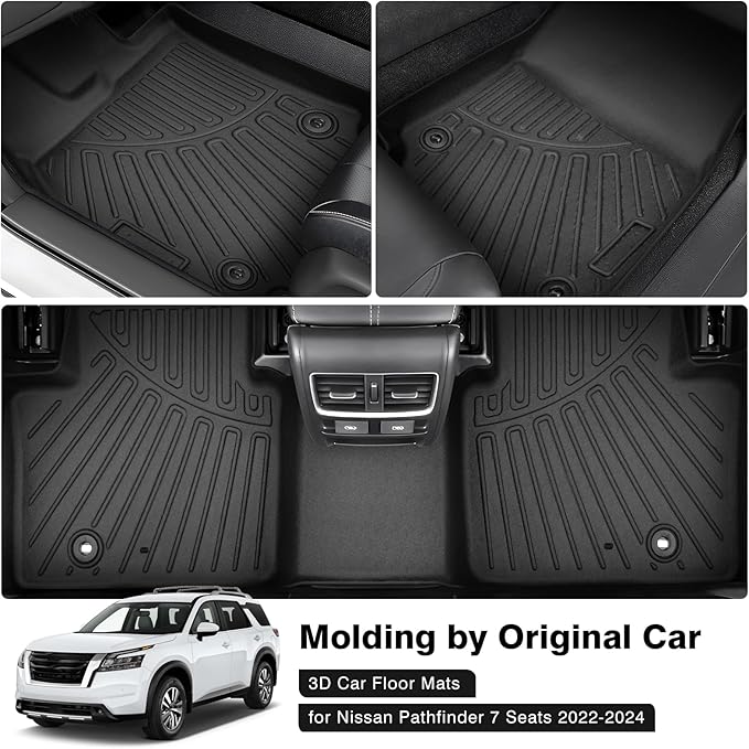 Powerty Floor Mats for 2023-2025 Nissan Pathfinder 7 Seats Accessories All - Image 2