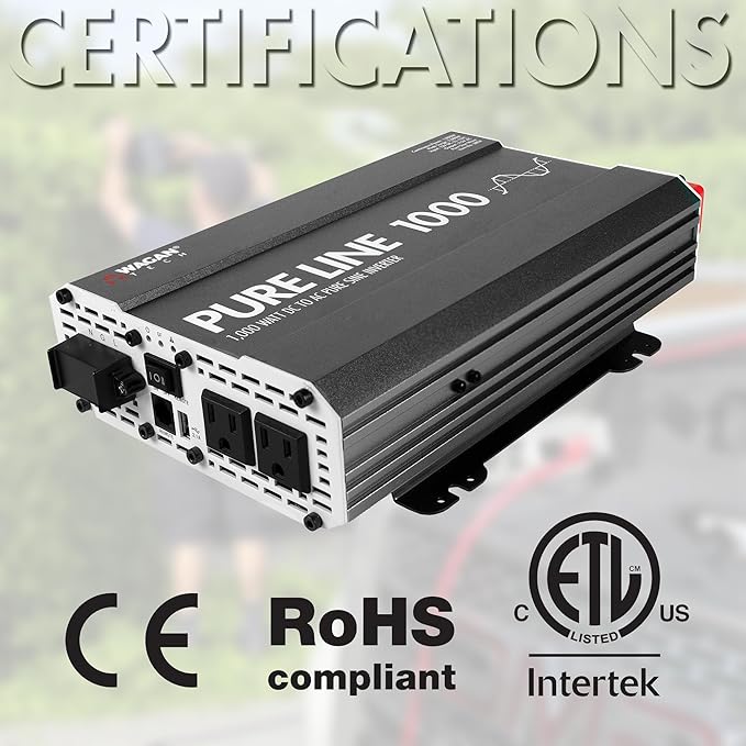 Wagan EL3804 Pure Line Inverter 1000 Watt DC 12V to 110V AC Car Pure Sine Wave - Image 6