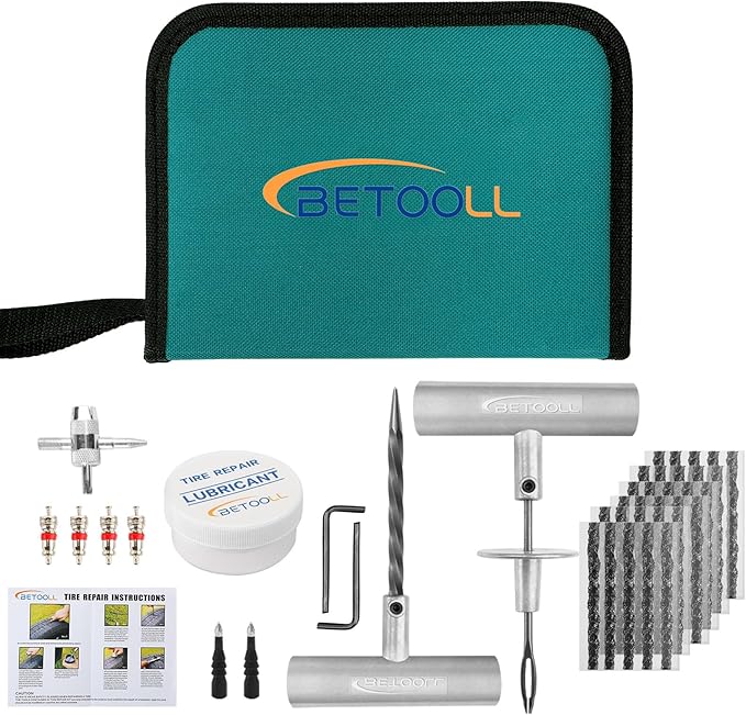 BETOOLL Tire Repair Kit, for car Motorcycle, Golf Cart, Trailer etc. by BETOOLL