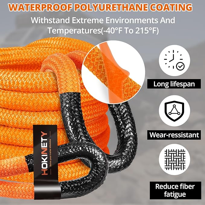 Kinetic Recovery Tow Rope: 1.26" x 30ft 55000LBS Snatch Strap Heavy Duty - Image 5