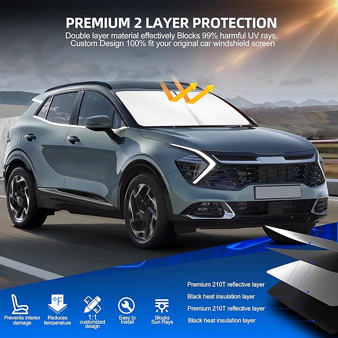 Windshield Sun Shade for Kia Sportage NQ5 2023-2025 Foldable Sunshade Custom - Image 3