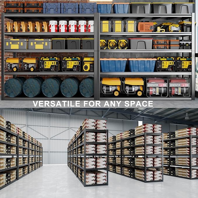 65" W Heavy Duty Garage Shelving, 5 Tier Metal Shelving Unit, Adjustable - Image 6