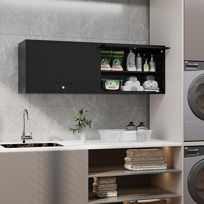 Metal Storage Cabinet Black Wall Cabinets - Image 8