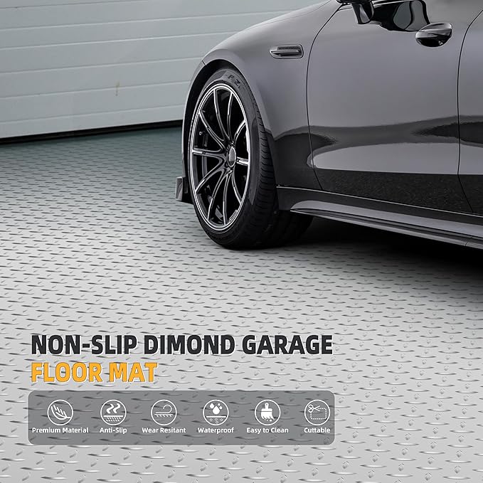 8.2 x 23 FT Garage Floor Mat, 2.8mm Thickened Diamond Plate PVC Garage Flooring - Image 2