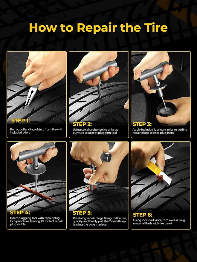Tire Repair Kit with Plugs Fix Punctures & Plug Flats with Ease - Image 6