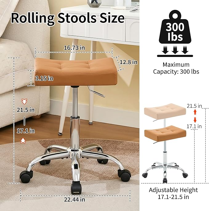 Rolling Stool Adjustable Height Multifunctional Nail Tattoo Vanity Massage Stool - Image 2
