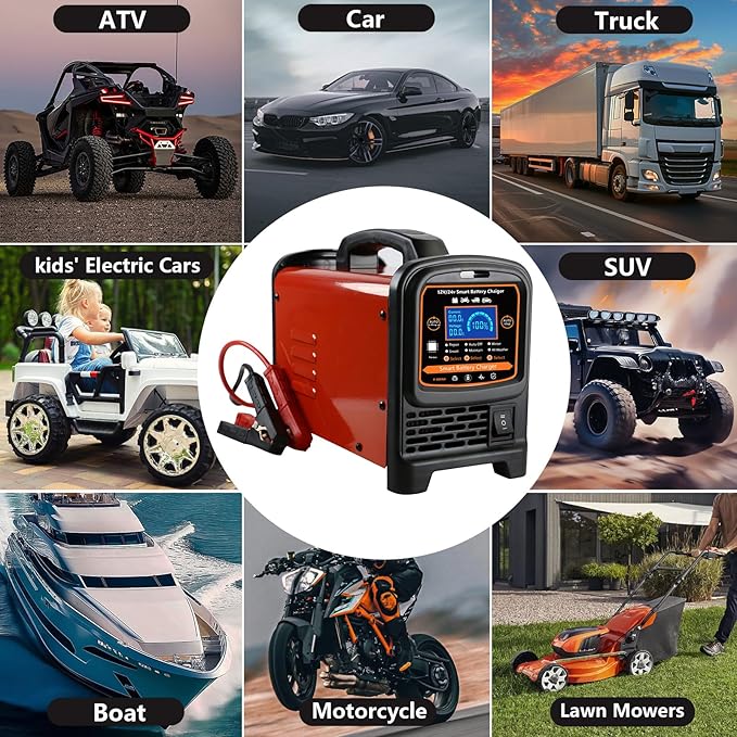 12V 24 Volt Car Battery Charger Heavy Duty, 0-15A Smart Automatic Battery - Image 6