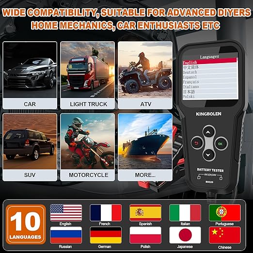 KINGBOLEN BM520 6V 12V 24V Car Battery Tester, 100-2000 CCA Automotive Load - Image 7