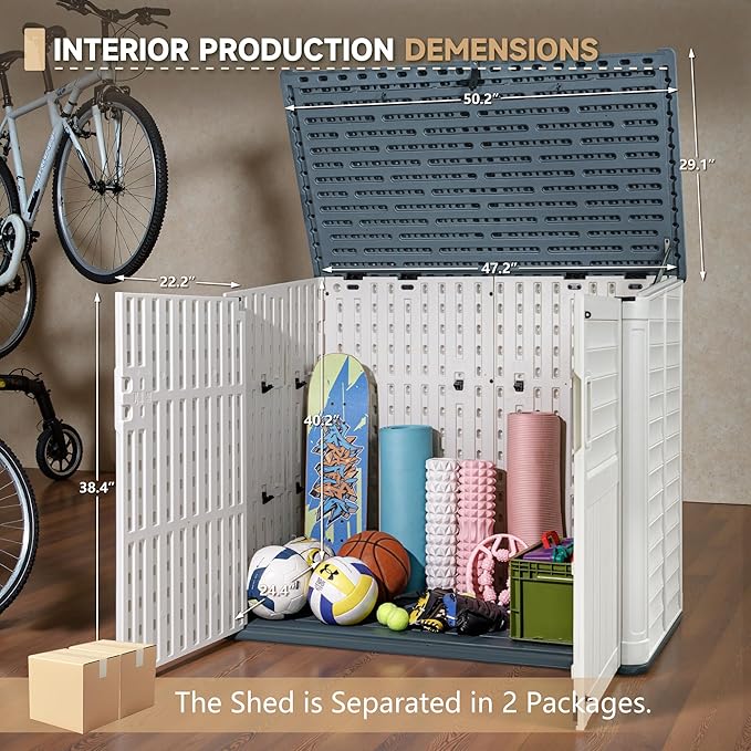 Devoko Resin Outdoor Storage Shed, 34 Cu Ft Outdoor Storage Cabinet Without - Image 5