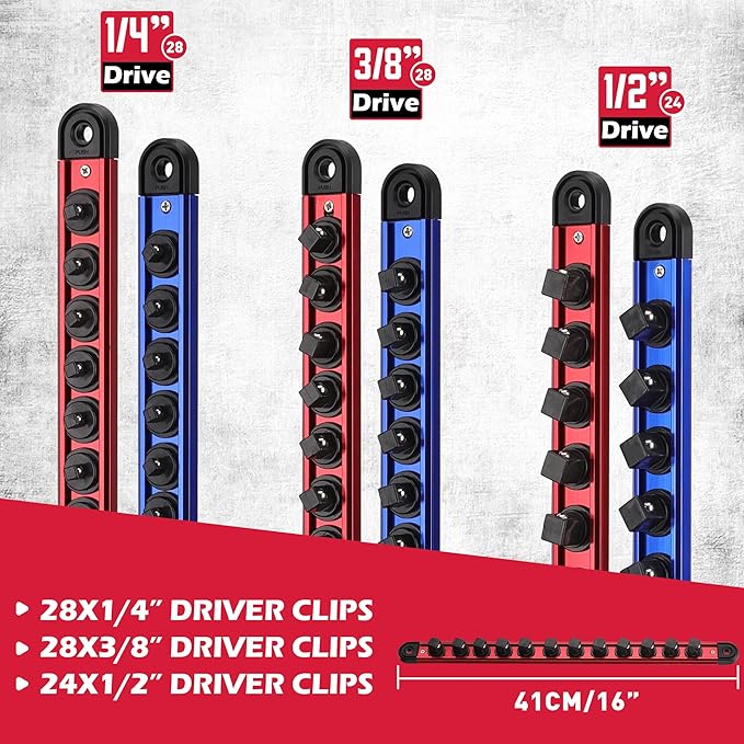 Magnetic Socket Holder Organizer Set: 6-Piece Detachable 1/4, 1/2 Socket Trays - Image 7
