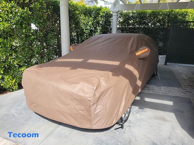 Tecoom Thick Shell Car Cover Super Breathable-Waterproof Windproof Snow Sun - Image 9