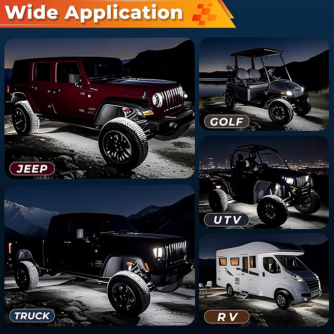 12 Pods Pure White LED Rock Lights Kit - Image 6