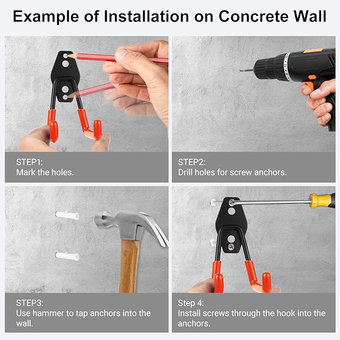 Garage Hook Heavy Duty Wall Storage Hangers, 20 Pack Garage Storage Hooks Steel - Image 5