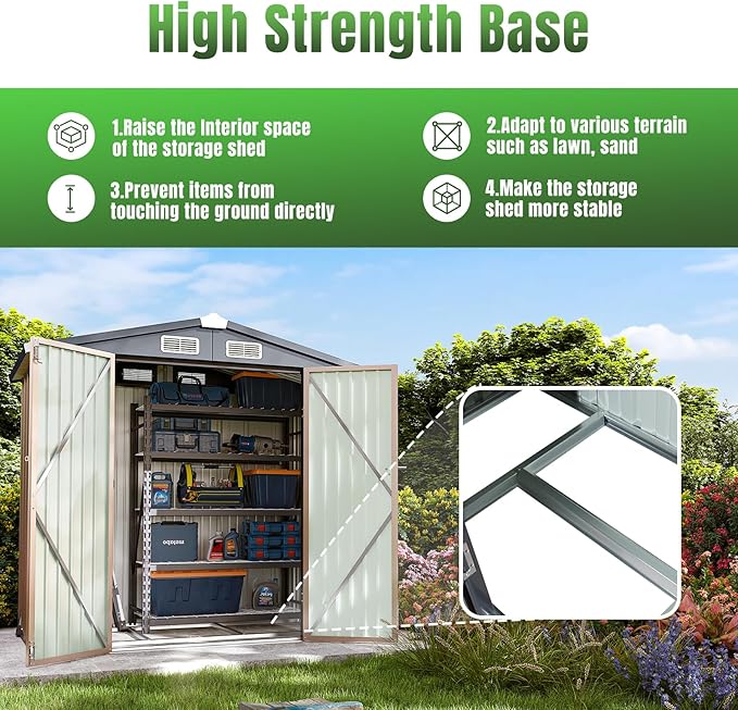 Aoxun 6'x4' Outdoor Storage Shed - Image 2