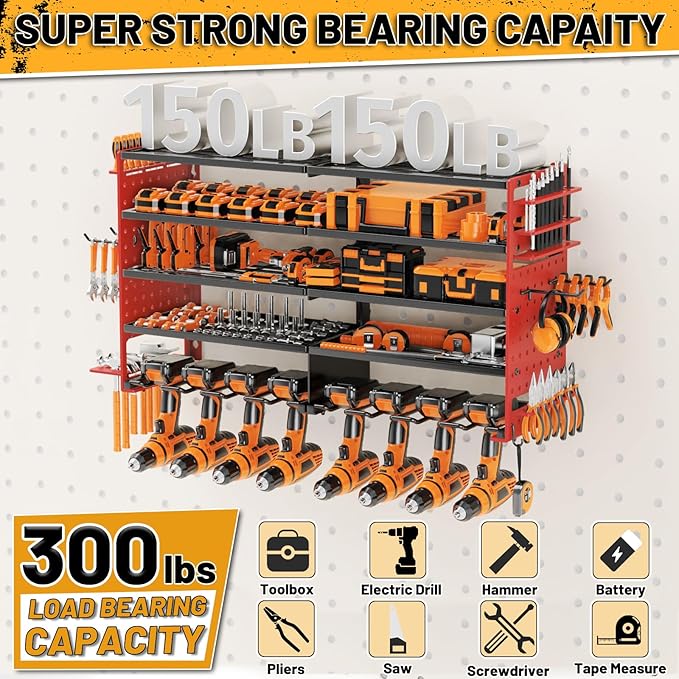 5 Layers Power Tool Organizer Wall Mount, Cordless Tool Storage Rack Holder - Image 4